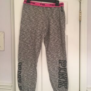 VS PINK Gray Joggers with Hot Pink Waistband